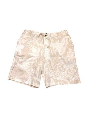 Club Room Luxury Men's Shorts XXL Linen Floral Tropical Hawaiian Beige Summer